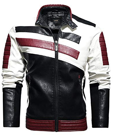 MTTKTTBD Veste de Moto Blouson Moto Homologuées CE Vêtements en cuir pour hommes d'automne et d'hiver en Europe et en Amérique veste en PU pour hommes de grande taille A,L
