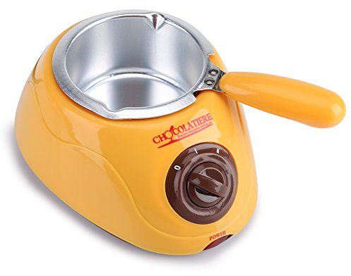 Calentador de chocolate, Juego de fondue de calentamiento de fusión de chocolate, Máquina de fundición eléctrica de olla de caramelo de chocolate eléctrica Herramienta de cocina con juego (Amarillo)