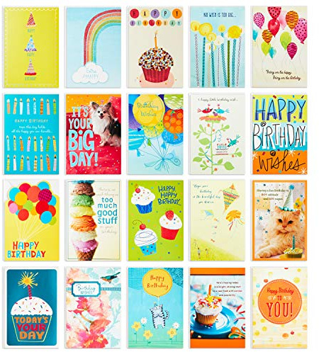 Hallmark Birthday Cards Assortment, 20 Cards with Envelopes (Refill Pack for Hallmark Card Organizer Box)
