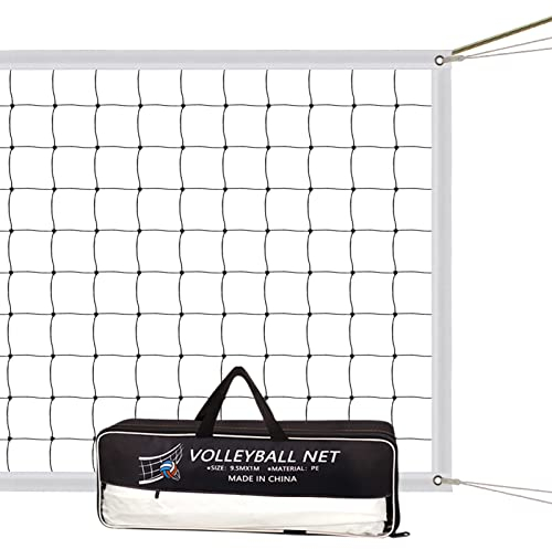 AEUNIV Rete da Pallavolo, dimensioni standard (9,5 m x 1 m), con cavo in acciaio, fasce laterali rinforzate, per la spiaggia, il giardino, in piscina, per uso interno ed esterno