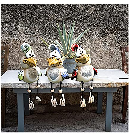 Huhn Deko Garten, Huhn Gartendeko, Deko Hühner Figuren Garten Huhn Gartenstecker Tiere Garten Dekoration Figuren für Außen, Harz Statue Bauernhof Balkon Wohnzimmer Office Deko (3 Stück)