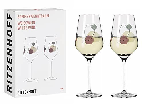 Ritzenhoff 3611002 Verre à vin blanc 300 ml - Série Sommerwendtraum Set N° 2-2 pièces avec cercles aquarellés - Made in Germany