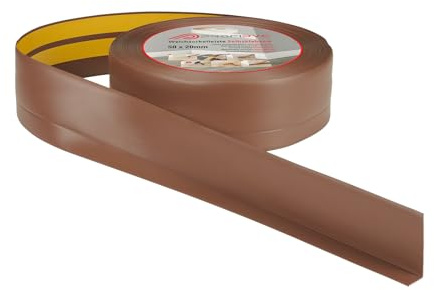 ProfiPVC Plinthe souple autoadhésive PVC flexible pliable 50x20mm 5m Brun | Revêtement de sol en plastique, bande autocollante d'étanchéité pour salon bureau cuisine, finition propre, montage facile