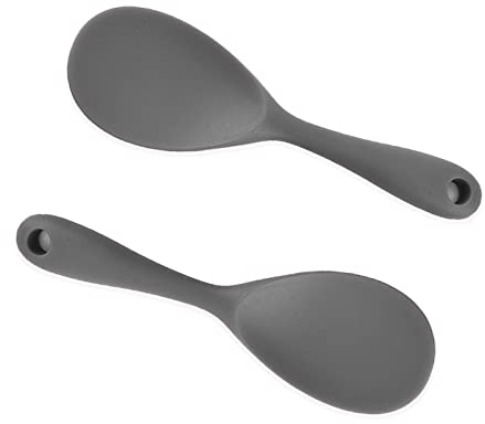 Servierlöffel 2 Stück, Antihaft Reiskocher Reislöffel, Silikon Kochlöffel Für Kartoffelpüree, Reis (Grau)