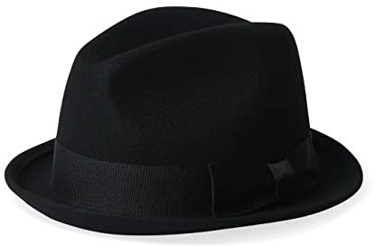 Brixton Staten Fedora, Full Brim, Unisex, 100% Wool Felt, Black, One Size