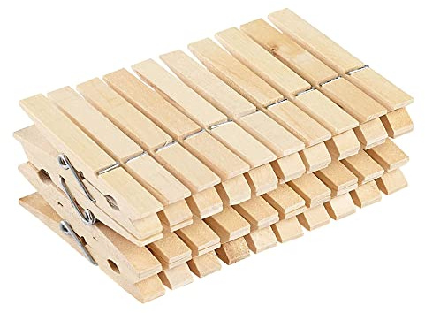 30 pinzas de lavandería de madera tradicionales, pinzas para ropa para interiores y exteriores, clips de secado de ropa, también perfectos para manualidades, arte, bricolaje (1 paquete)