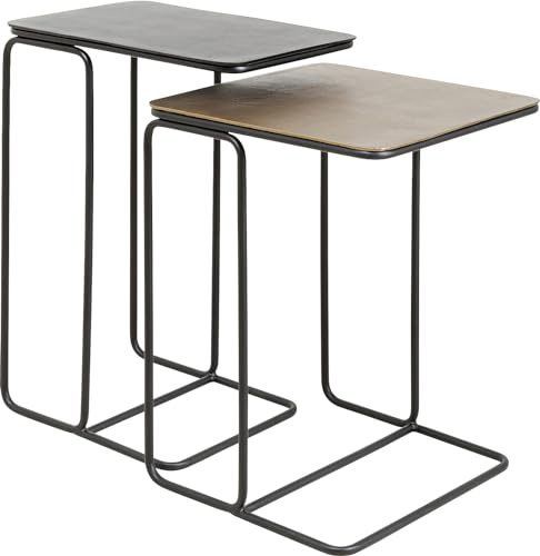 Kare Design Beistelltisch Diego (2/Set), Bronze/Messing, Beistelltisch, Nachttisch, Stahlgestell, Aluminium Nutzfläche, 46x31x62 cm (H/B/T)