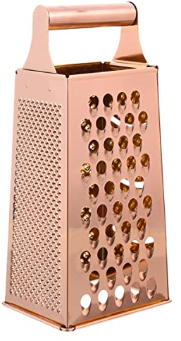 Stainless Steel Hand Cheese Grater Lemon Zester 4 Sides Vegetable Grater Cheese Shredder Stainless Steel Blade for Parmesan Garlic Nutmeg Chocolate Ginger Rose Gold