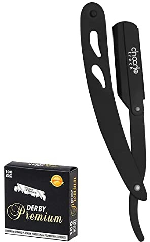 Straight Razor Stainless Steel with 100 blades Single Edge Blade Barber Shaving for Men Professional Cut Throat Reusable Razors for Beard Shaper