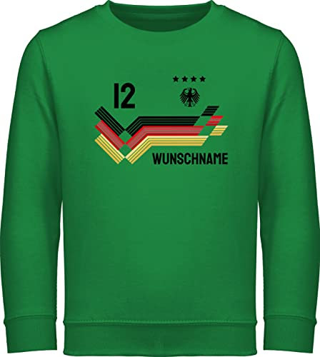 Sweater Kinder Sweatshirt Jungen Mädchen Pullover - 2026 Fussball WM Fanartikel - Trikot mit anpassbarem Namen und Trikotnummer - 104 (3/4 Jahre) - Grün - fußball German em 2024 Germany fußball.