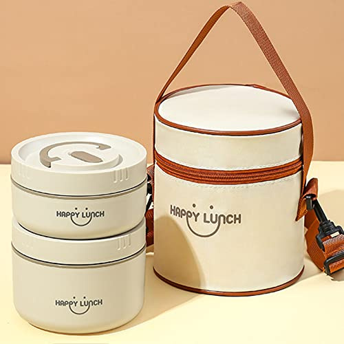 LANMOU En Acier Inoxydable Boîtes Alimentaires Isothermes, 1400ml Lunch box, Sans bpa, Isotherme Repas Chaud, Récipient Alimentaire isotherme avec Cuillère Pliante (White)