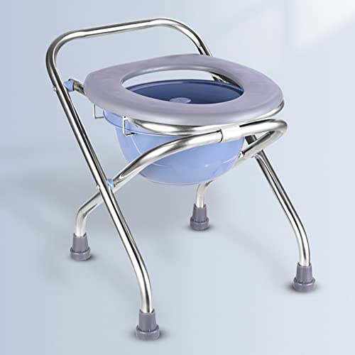 Leichte, faltbare Nachtkommode mit abnehmbarer Bettpfanne, tragbare Toilette aus Edelstahl für Camping – bis zu 330 Pfund, klappbarer Duschhocker