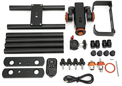 Curseur de Caméra avec Rail de Rail, Rail de Caméra de 24 Pouces, Voiture de Chariot Motorisée Vidéo à 3 Vitesses avec Tête Sphérique et Remo pour Caméscope DSLR, Charge Jusqu'à 6,6 LB