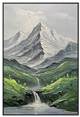 Acrylbilder Auf Leinwand Handgemalt, Modernes Abstraktes Weißes Hoch Aufragendes Bergtal Bachlandschaft Kunstwerk Rahmenlose Handgemalte Ölgemälde Auf Leinwand Wandkunst Für Wohnzimmer Schlafzi