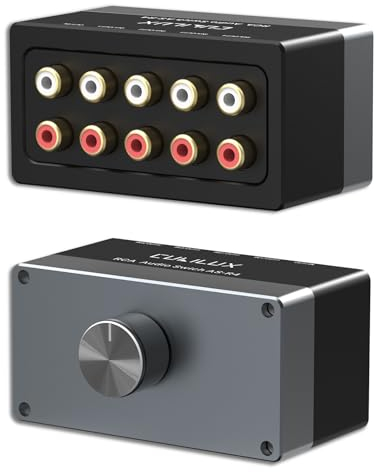 Cubilux AS-R4 4-Channel RCA Audio Selector, Bidirectional 4-Way Stereo RCA Aux Switcher, 1-Input to 4-Output / 4-Input to 1-Output