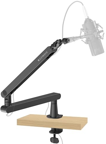 SENSIC SA-30 LP Low Profile Mikrofonständer Tisch mit 360° drehbarem Mikrofonarm, für Streaming mit integriertem Kabelmanagement, Universelle Mikrofon Halterung, Boom Arm