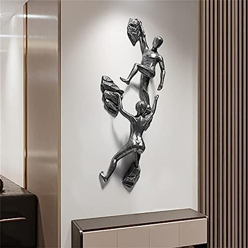 Kletterer-Skulptur, Retro-Kletterer-Männer Und Mädchen, Wanddekoration, Kreative Hängefigur, 3D-Wandkunst, Für Büro, Wohnzimmer,Silber,Friendly321