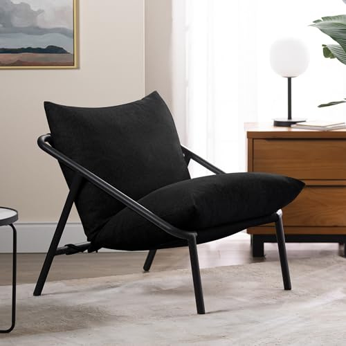 Zinus Ada Poltrona Relax 79x68x79 - Poltrona con struttura in metallo e imbottitura in schiuma a scaglie - Nero