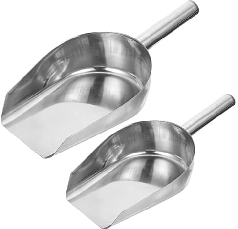 Yardwe 2 Stück Edelstahl Getreide Schaufel Eiswürfel Schaufel Küche Lebensmittel Schaufel Mehl Pulver Schaufel Beliebte Süßigkeiten Eiswürfel Süßigkeiten Eismaschine Für Zuhause Pommes