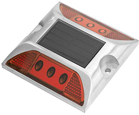 Ausla Solar Power Bodeneinbauleuchte mit 1000m Sichtbarkeit, wasserfest, Druckguss Aluminium, für Straßen, Einfahrten, Höfe und Gärten (Rot)