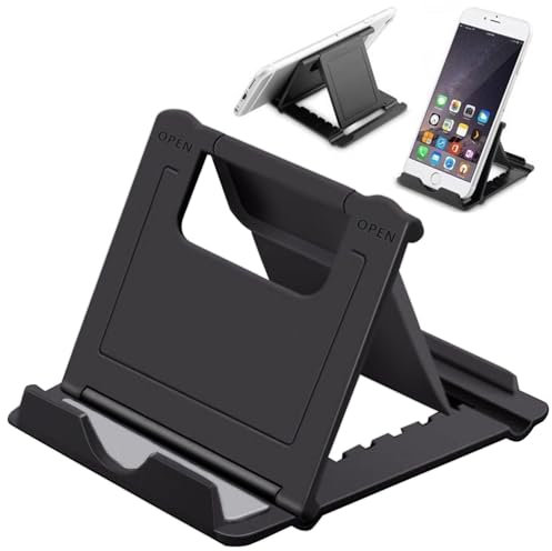 OYE 2 Pack Phone Stand Holder for Desk Portable Mobile Phone Holder Multi-Angle Adjustable Compatible with iPhone, Huawei Galaxy Phones Tablet with 4-7.9 inch Display (Black)