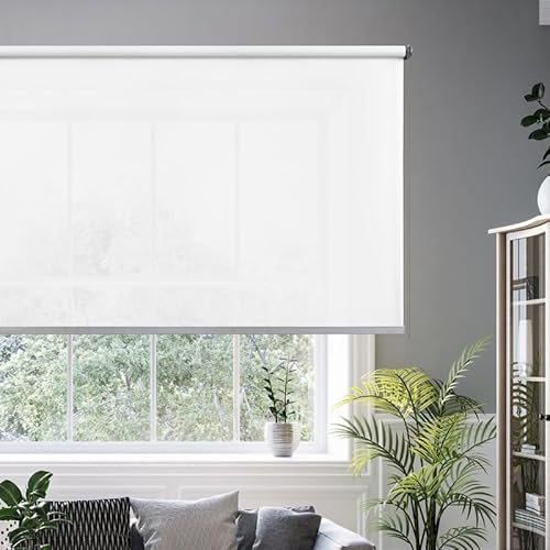 STOR PLANET Rollo, lichtdurchlässig, beruhigend, hochwertige Metalloberfläche, für Fenster und Türen, für Küche, Wohnzimmer, Schlafzimmer, Schneeweiß, 60 x 180 cm
