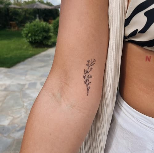 Inkster® Blumenzweig Tattoo | Temporäres Tattoo mit EU-Kosmetikzertifizierung | wasserfest + vegan | revolutionäres 2-Wochen-Tattoo | Fake Tattoos und Klebetattoos für Erwachsene