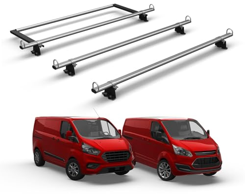 Van Demon 3 Bar Roof Rack for Ford Transit Custom (2013-2023) [Only suitable for GEN1 with Standard (H1) Roof] Steel Roof Bars with Rear Ladder Roller