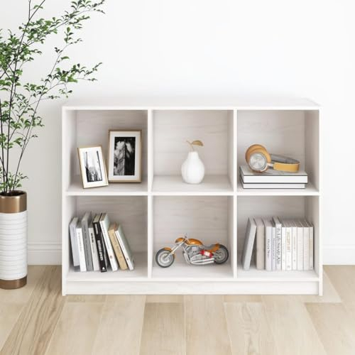CKioict Eckvitrine Modernes Standregal Wohnzimmermöbel Bücherregal Weiß 104x33x76 cm Massivholz Kieferfür Wohnzimmer Schlafzimmer und Homeoffice