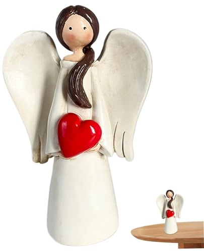 Small Angel Figurines, Resin Angel Statues Holding Heart, 4.7 inch Angel Gifts for Women Mom, Collectible Angel Decor for Home Table Decor 1,Small Angel Figurines