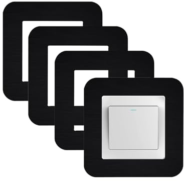 KUKUJIWA 4PCS de cubierta de interruptor de luz, Cubiertas Protectoras Decorativas, Diapasón y Pantalla de Luz, Placa de Borde para Interruptores protector pared interruptor luz (Negro)