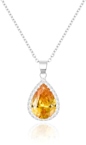 Linawe Anhänger Kette Halskette Damen, Simulierter Diamant Geburtsstein Kettenanhänger Kristall Damenkette, Schmuck Set Modeschmuck Erhältlich in Gold-, Roségold- und Silbertönen