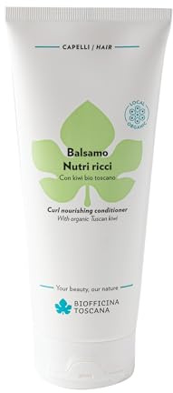 Biofficina Toscana Balsamo Nutri ricci, 200 ml – Balsamo capelli ricci e mossi ad azione nutriente e ristrutturante – Conditioner capelli con kiwi bio toscano e proteine del riso