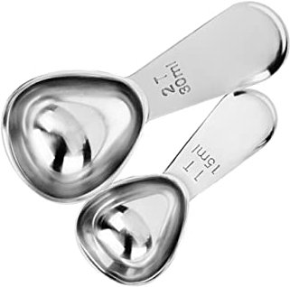 Ciieeo Mini Stainless Steel Measuring Spoon Set 2 Pcs 15ml 30ml Tablespoon Coffee Scoops for Home Kitchen Office