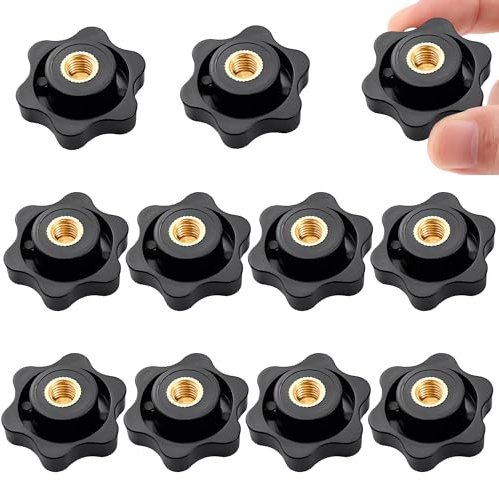 10 Pcs M8 Nuts,M8 Clamping Knob,Knobs Grip Nut Plastic Wing Nuts,Star Shaped Knob Thumb Bolts Thread for Machine Tools,Fitness Equipment