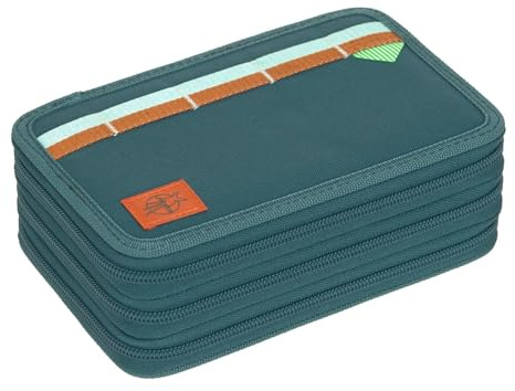 LÄSSIG Federmäppchen Unique School Triple Pencil Case Slim Dark Green dunkelgrün