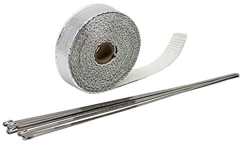 Ruban Isolant Thermique en Titanium Bande d'échappement thermique de 5m / 10m / 15m de tuyau de tuyau de tuyau de tuyau d'isolation thermique Ruban de tissu ignifuge avec kit de liens en acier durable