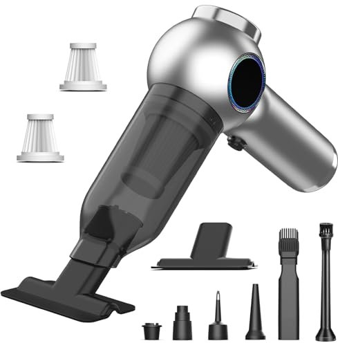 Aspirabriciole Senza Fili, 20000Pa 4 in 1 Aspirapolvere Auto, Multi-ugelli ad Alta Potenza Senza fili Aspirapolvere Portatile con Motore Brushless per Umido/Asciutto, Casa, Ufficio, peli di Animali.