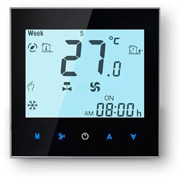 MelkiSmart Wi-Fi Termostato - Serie 1000 Termostato con Pantalla Táctil Programable para Calefacción o Aire Acondicionado - Control Remoto Desde Teléfono Móvil Compatible con Alexa,Google Home,Apple