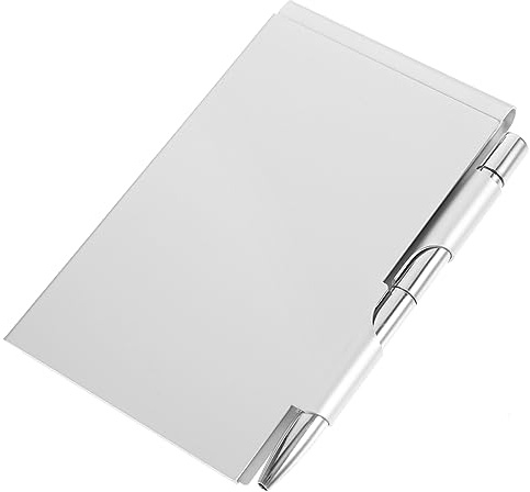 NOLITOY Stylisches Notizblock aus Metall mit Stifthalter Abreißbare Notizzettel und Blanken Seiten Kleines Taschennotizbuch aus Aluminium für Schule und Büro