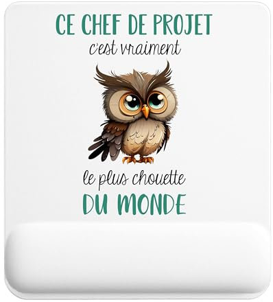 Tapis de Souris Ce Chef de Projet Le Plus Chouette | Accessoire Bureau Ergonomique - Idéal pour Anniversaire, Collègue, Secret Santa Noël, Fête des Pères et Fête des Mères