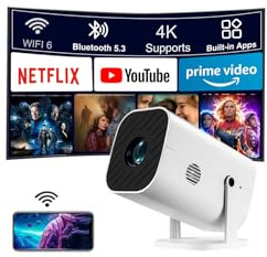 【Built-in APPS 】Projector With Wifi and Bluetooth, Mini Room Projector, Built-in APP And Speakers, Native 1080P Projector, Compatible 4K,Supports Smartphones/TV Stick/iPad/Laptop/PS5/HDMI/USB