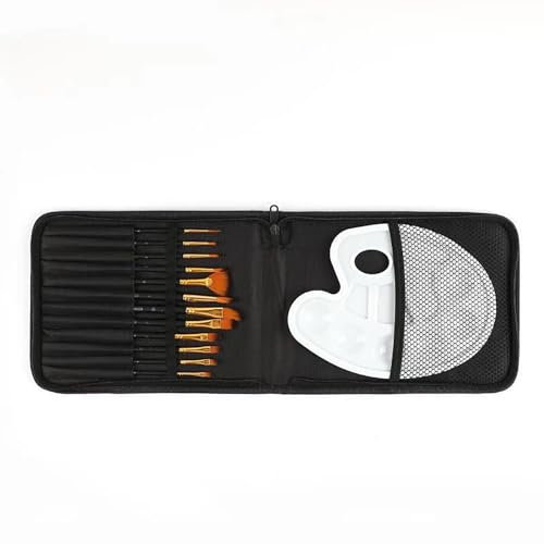 OWOHYG Set di pennelli da Viaggio con 12 pennelli con Manico Ultra per Acquerello, guazzo, Acrilico, peli Sintetici, Articoli artistici, Ideali per la Pittura