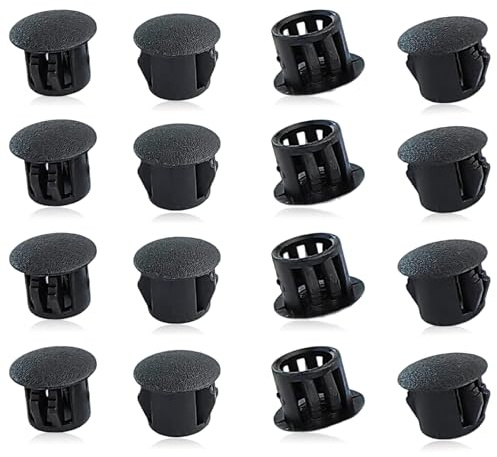 16 Stück Abdeckkappen für Bohrlöcher, 13mm Abdeckstopfen Kunststoff Lochstopfen, Schraubenabdeckung, Schwarz Blindstopfen für Möbel Bohrungen