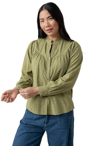 Lily & Me Wayfaring Cotton Check Blouse - Moss - Size 14