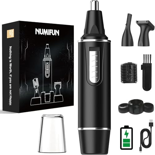 Tondeuse nasale 3 en 1 rechargeable pour le nez, la lèvre supérieure, le menton et les joues, tondeuse à cheveux d'oreille indolore, étanche IPX7, facile à nettoyer, Noir