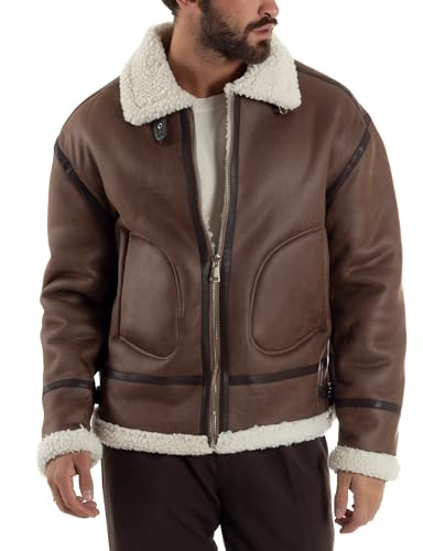 Giosal Giubbotto Montone Uomo Chiodo College Con Zip Giacca Imbottita Calda Aviatore Con Pelliccia Casual Vari Colori