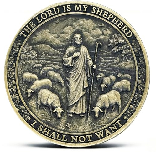 Psalm 23:4 Religious Challenge Coin - The Lord is My Shepherd Biblical Coins with Inspirational Scripture