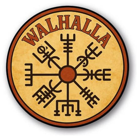 Aufkleber Wikinger Vegvisir Kompass Symbol braun beige rund | wetterfester Vinyl Sticker mit hochwertigem Druck | kraftvoll, symbolisch, mystisch | Stickerfreaks | 6x6cm (S)