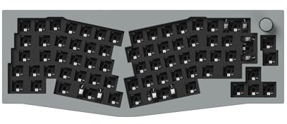 Keychron Q8 Pro mechanisches Tastatur-Kit, 65%-Alice-ISO-Layout, Aluminiumgehäuse, programmierbar mit QMK/VIA, RGB-Beleuchtung, Bluetooth 5.1, Barebone-Gaming-Tastatur für Mac und Windows – Grau